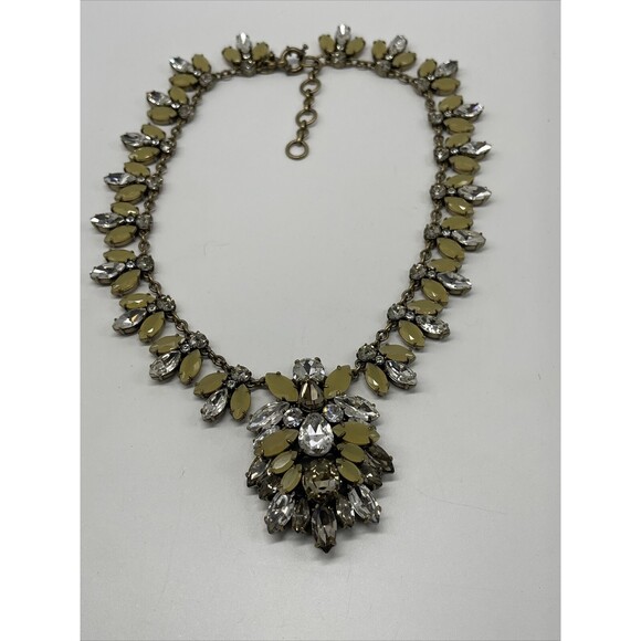 J Crew Neutral￼ Colored Crystal Large Medallion Continuous Statement Necklace - Picture 6 of 11